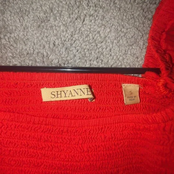 Red Smocked Crop Top Puff Sleeve Coquette Romantic Cottagecore Ruffle Blouse - Picture 3 of 3